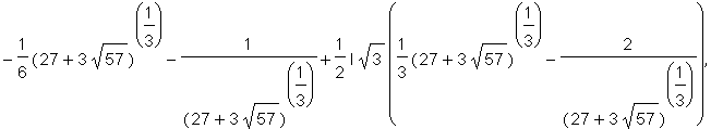 1/3*(27+3*sqrt(57))^(1/3)+2/(27+3*sqrt(57))^(1/3), ...