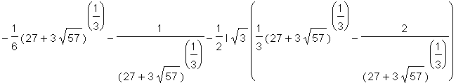 1/3*(27+3*sqrt(57))^(1/3)+2/(27+3*sqrt(57))^(1/3), ...